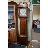 A George III oak and mahogany 30 hour longcase clock, the 12in square painted dial inscribed '