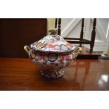 (THH) A Victorian Mason's Ironstone twin handled soup tureen and cover, 28cm high.