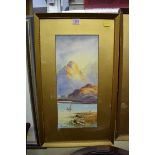 E M Erp, Highlands Scenes, a pair, signed, watercolour, 43 x 19cm.