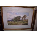 Harry Sutton Palmer, an English landscape with castle beyond, signed and dated '81, watercolour,