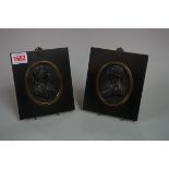 (THH) A pair of late 18th/early 19th century Wedgwood black basalt intaglios of Louis XVI and