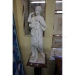 (THH) An antique white carved marble figure of a classical lady, possibly Venus, 71.5cm high.