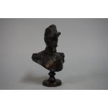 (THH) E Fremiet, a bust of Napoleon III, signed, bronze, 11.5cm high.