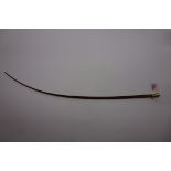 A Victorian yellow metal mounted rhinoceros horn whip or swagger stick, inscribed 'Ellam, maker,