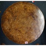 A good 18th century elm and burr elm circular tripod table, 52.5cm diameter.