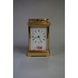 A good brass grand and petite sonnerie carriage clock, with push button repeat, striking on two
