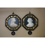 (THH) A rare pair of Grand Tour type alabaster relief portrait plaques of Charles Edward Stuart