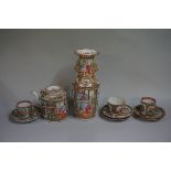 A small group Chinese Canton famille rose porcelain, 19th century, comprising: a twin handled