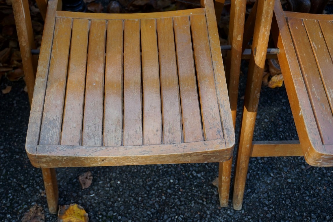 A pair of folding chairs; and three dining chairs. This lot can only be collected on Saturday 19th - Image 2 of 4