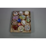Twelve Halcyon days enamel boxes;  together with a Crummles example. (13)