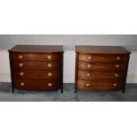 (THH) A good pair of Regency mahogany and line inlaid bowfront chests, possibly Gillow, with