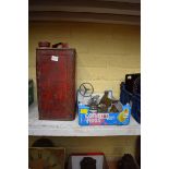 Automobilia: a mixed group of items, to include: a vintage petrol can, mascots, etc.