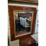 (THH) A Victorian burr oak and parcel gilt framed rectangular wall mirror, 86.5 x 73cm.