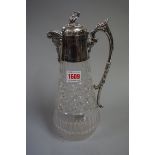 An electroplate mounted cut glass claret jug, 27.5cm high.