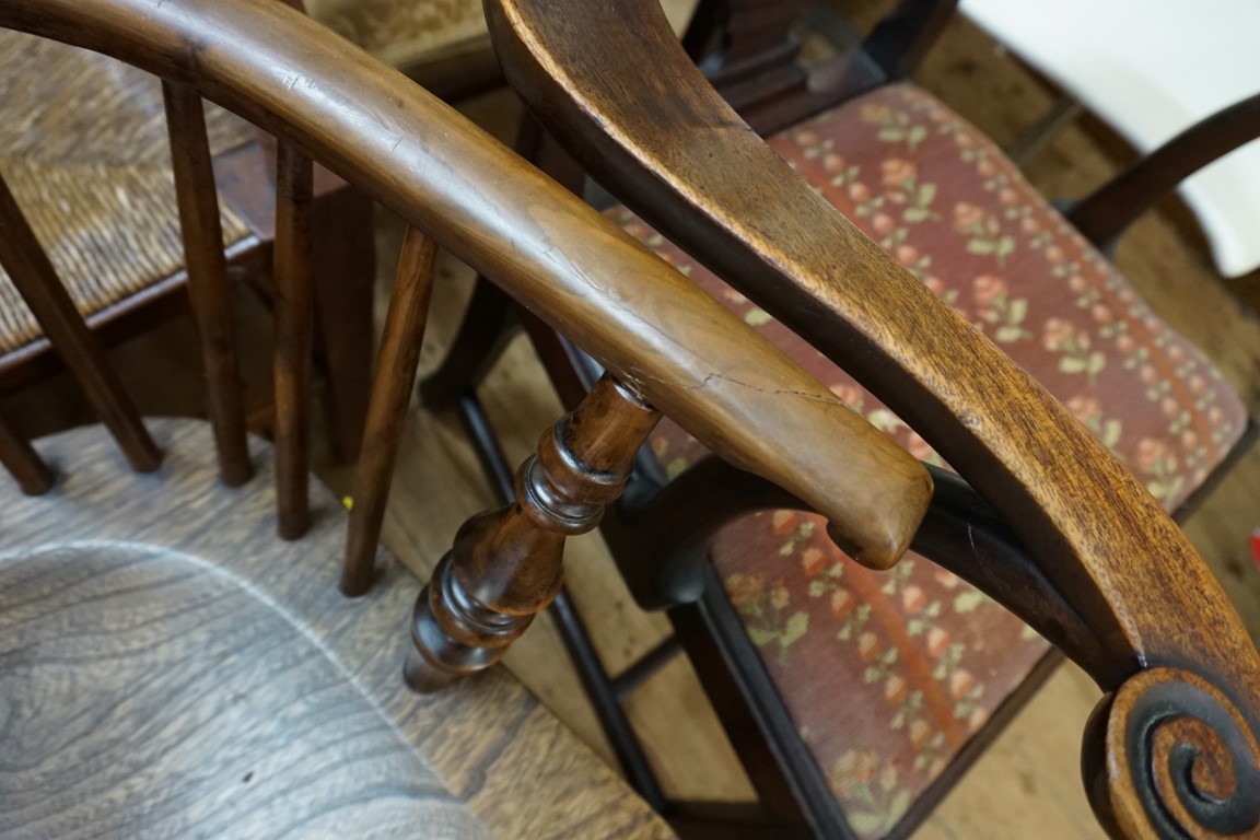 A good yew and elm Windsor armchair, with crinoline stretcher. - Image 3 of 3