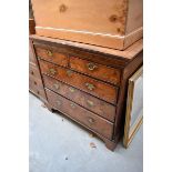 An 18th century walnut and feathered banded chest of drawers, 105cm wide.
