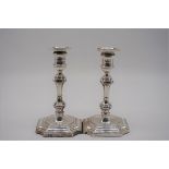 A pair of Edwardian silver candlesticks, by Pearce & Sons, Sheffield 1905, 19cm high.