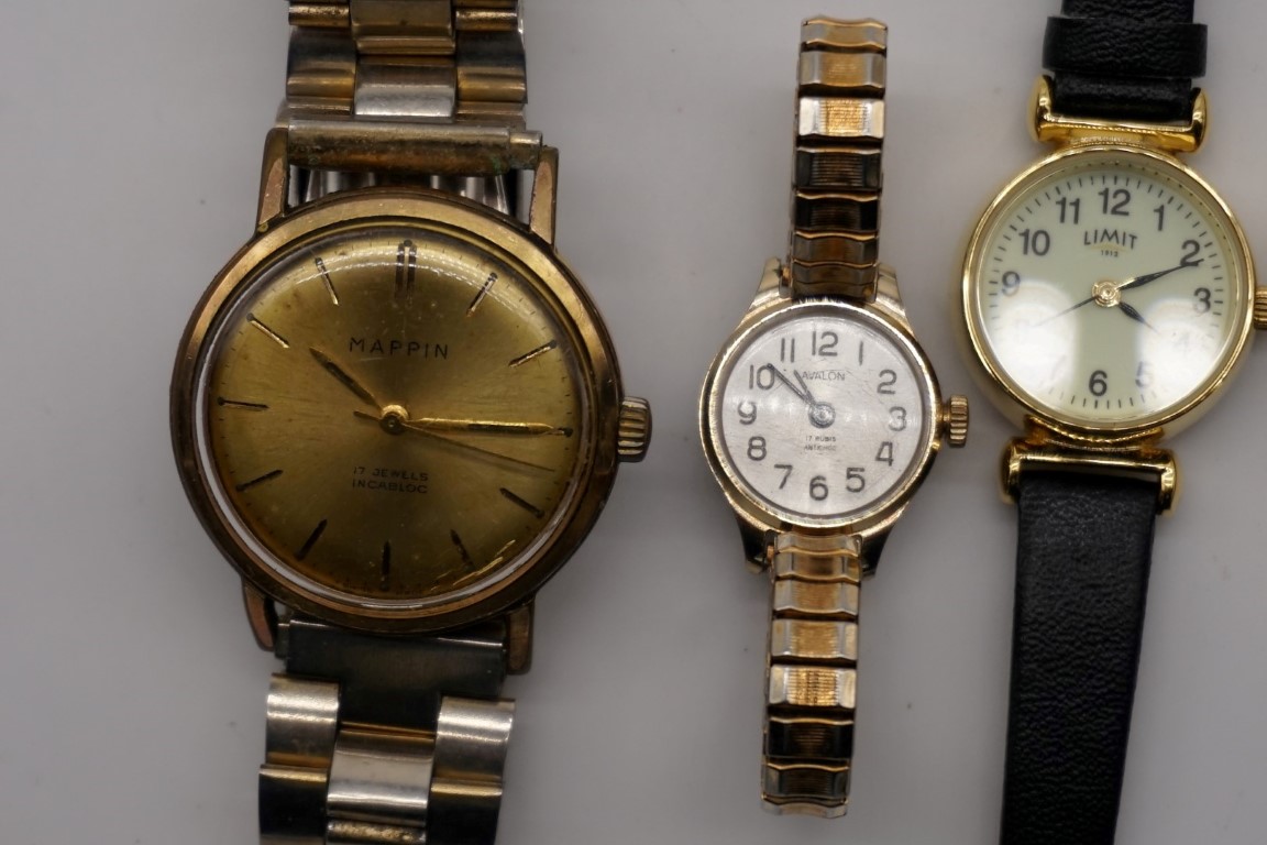 A vintage Mappin gold plated manual wind wristwatch, 33mm; together with three various ladies - Image 2 of 6