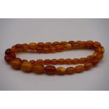 A graduated string of polished Baltic amber beads, 71cm, 46.5g