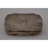 A Victorian silver engine turned snuff box, by Deakin & Francis Ltd, Birmingham 1894, 7 x 4.5cm,