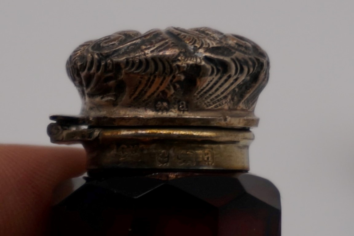 Two silver lidded scent bottles; together with two others. (4) - Image 4 of 4