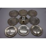 (THH) A set of six American sterling silver plates, by S Kirk & Son Inc, 15cm diameter; together