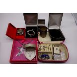 A collection of silver and costume jewellery