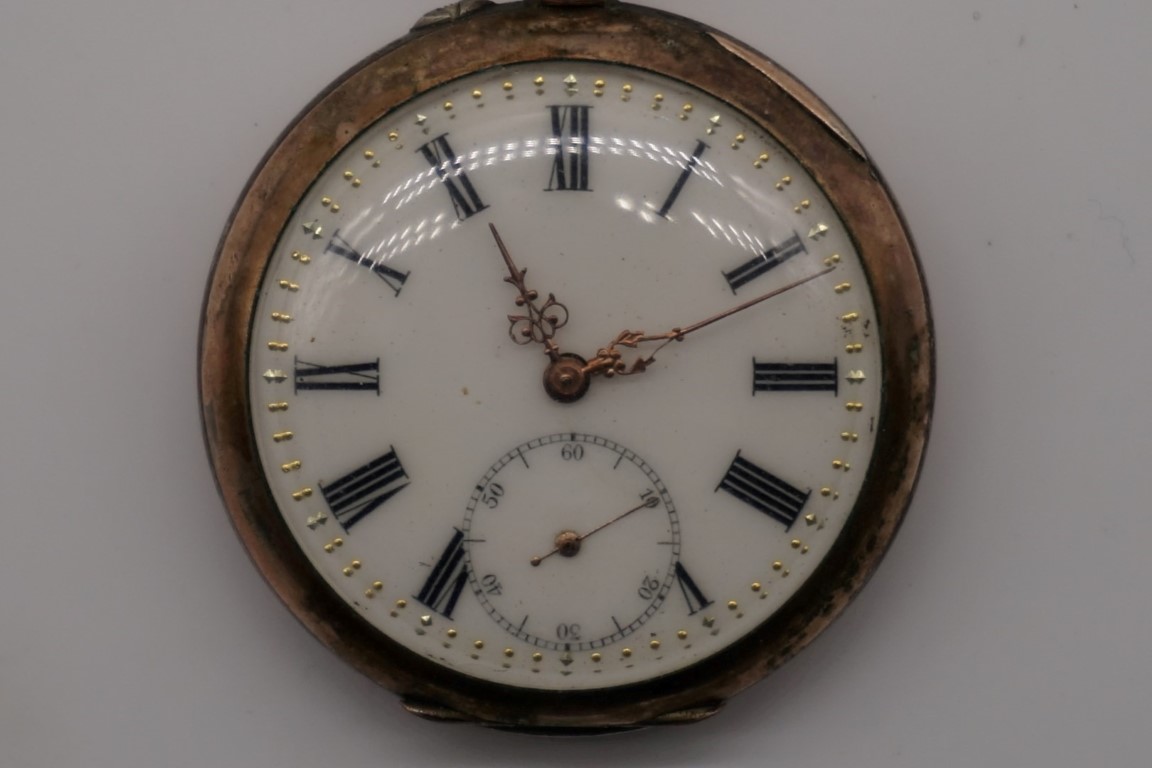 An early 20th century Hertha .800 open faced stem wind pocket watch, 47mm. - Image 2 of 6