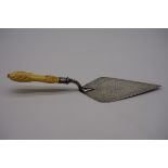 A Victorian silver ivory handled commemorative trowel, by Roberts & Belk (Charles Belk & E