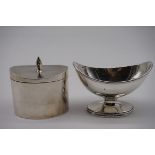 A silver caddy, by Synyer & Beddoes, Birmingham 1942, 7.5cm high; together with a George III