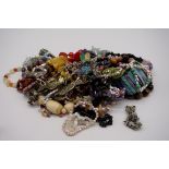 A collection of costume jewellery, mainly beads.