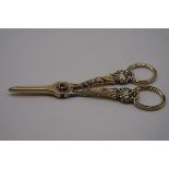 A pair of George IV silver gilt Kings pattern grape scissors, by William, Charles & Henry Eley,