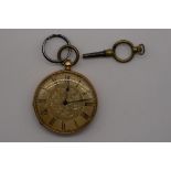 A small Piaget 18k gold open faced key wind pocket watch, 36mm.