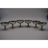 A set of six sterling silver pedestal ice cream coupes, 7.5cm high.