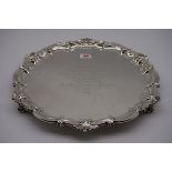 A Victorian silver salver, by Thomas Bradbury & Son, London 1894, 37.5cm diameter, 1301g.