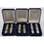 Three cased pairs of silver collar stiffeners, by John Bull Ltd, Sheffield 2001, 6cm, 30g.