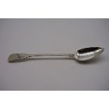 A George III silver fiddle pattern basting spoon, by William Eley, William Fearn & William