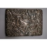 An Edwardian embossed silver card case, by Robert Pringle & Sons, Birmingham 1904, 7 x 10cm, 49.5g.