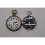 A British WWII GSTP nickel plated stem wind pocket watch, 52mm, the Swiss movement having three