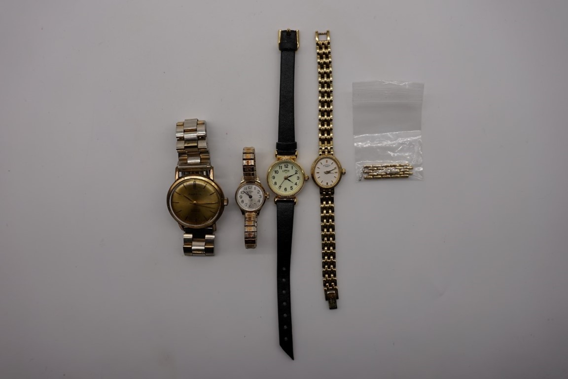 A vintage Mappin gold plated manual wind wristwatch, 33mm; together with three various ladies