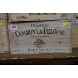 A case of twelve 75cl bottles of Chateau Cambon La Pelouse, 2001, Cru Bourgeois Haut-Medoc, in