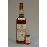 A 70cl bottle of The Macallan 10 year old whisky, 1990s bottling, together with a similar 5cl