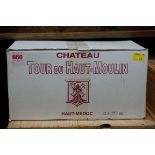 A case of twelve 75cxl bottles of Chateau Tour du Haut-Moulin, 2005, Bourgeois Superieur Haut-Medoc,