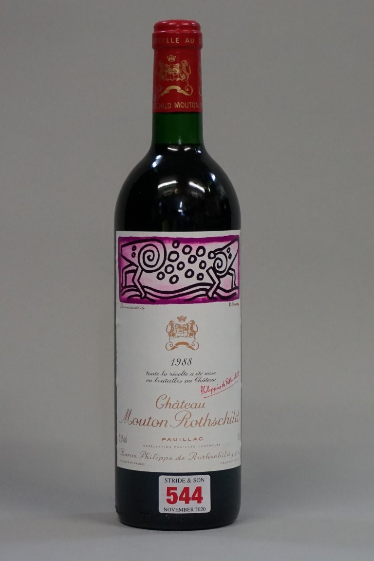 A 75cl bottle of Chateau Mouton Rothschild, 1988, Pauillac.