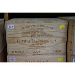 A case of twelve 75cl bottles of Chateau Les Trois Croix, 2003, Fronsac, in owc. (12)PLEASE NOTE: