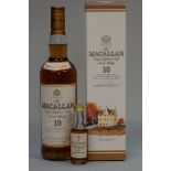 A 70cl bottle of The Macallan 10 year old whisky, in original card box; together with a similar