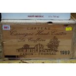 A case of twelve 75cl bottles of Chateau Cassagne Haut-Canon La Truffiere, Canon-Fronsac, 1989, in