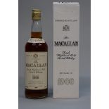 A 75cl bottle of The Macallan 17 year old 1966 vintage whisky, 43% abv, bottled on 1984, in original