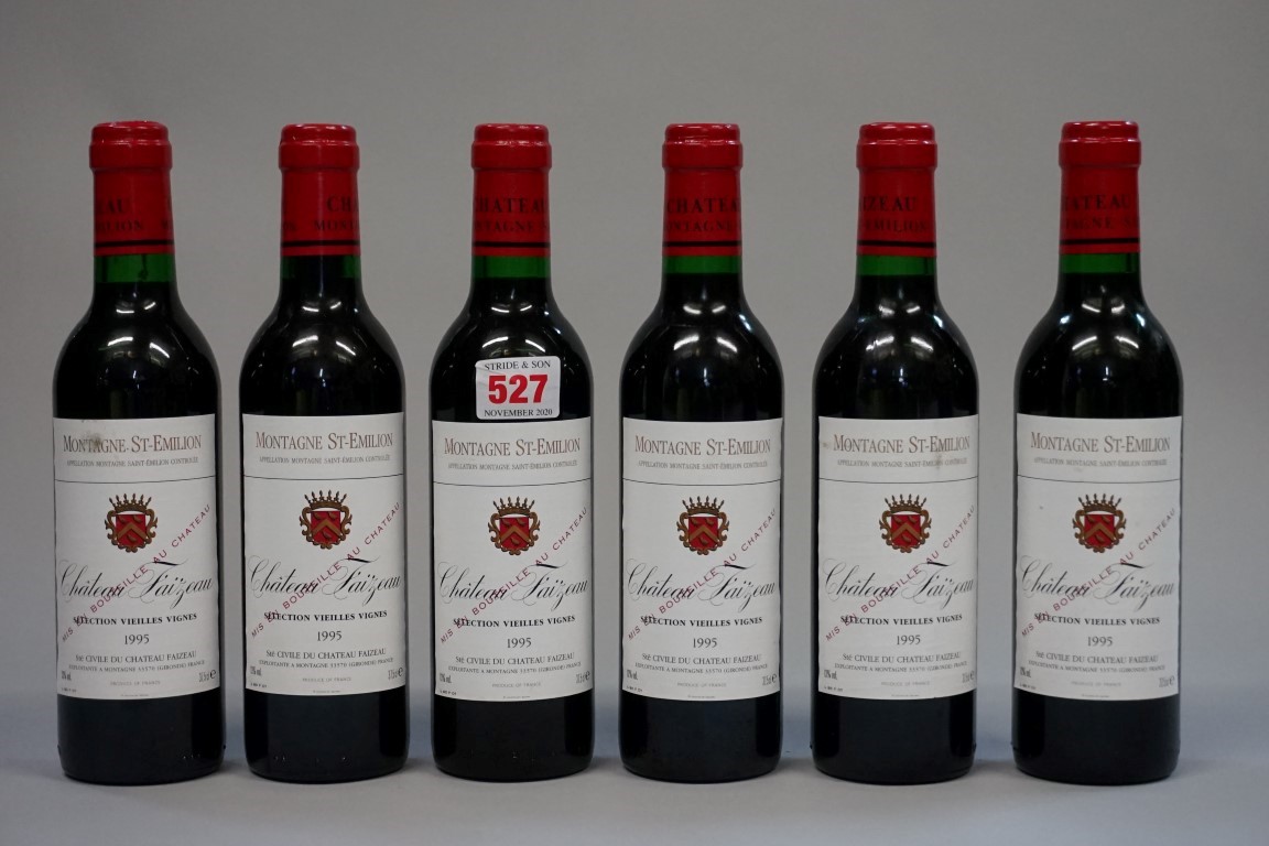 Six 37.5cl bottles of Chateau Faizeau Vielles Vignes, 1995, Montagne St Emilion. (6)