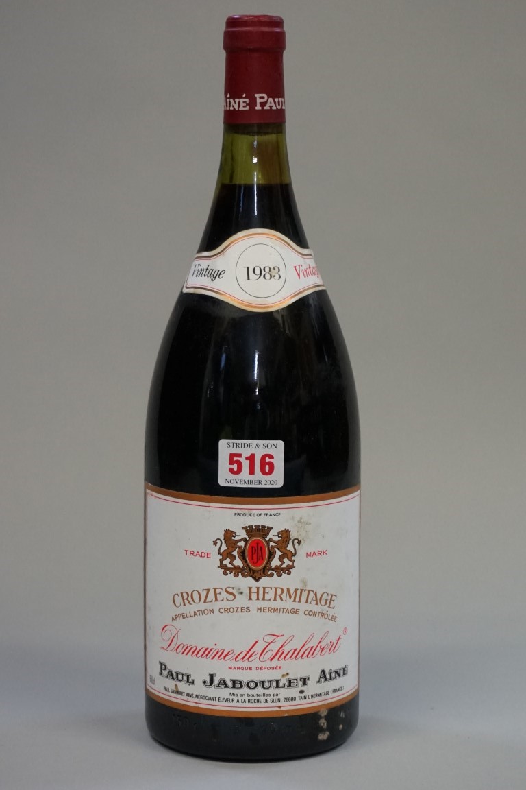 A 150cl magnum bottle of Crozes Hermitage Domaine Thalabert, 1983, Paul Jaboulet Aine. (1)
